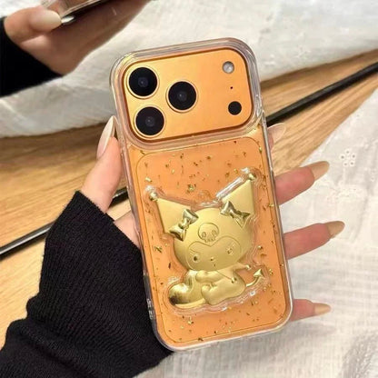 Transparent gold foil lucky HT cat phone case