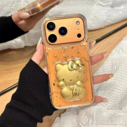 Transparent gold foil lucky HT cat phone case