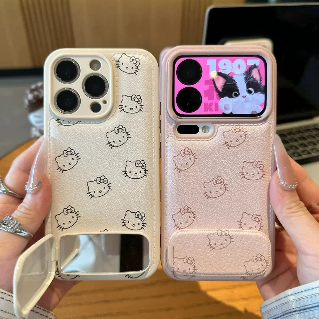 Flip-up mirror full Kitty phone case
