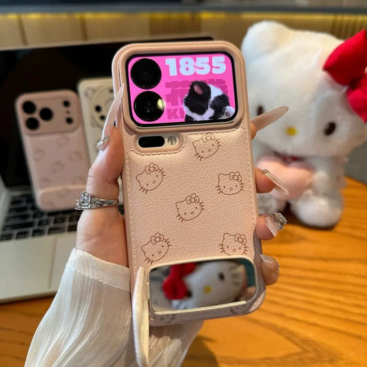 Flip-up mirror full Kitty phone case