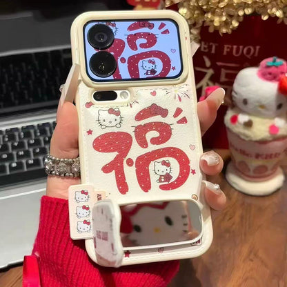 Firework Kitty Mirror Stand Phone Case