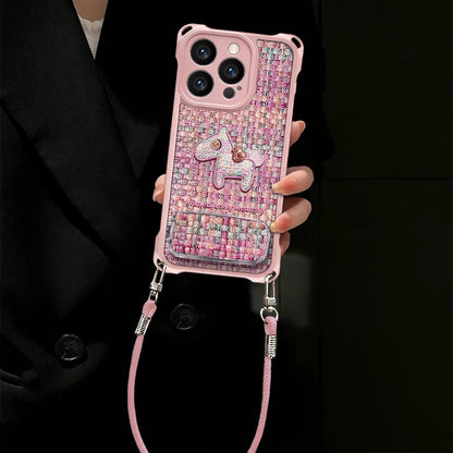 Pink woven pony phone case