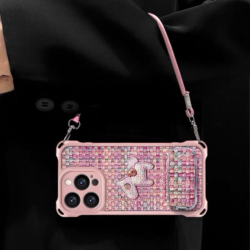 Pink woven pony phone case