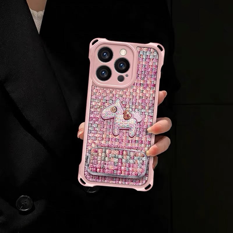 Pink woven pony phone case