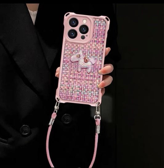 Pink woven pony phone case