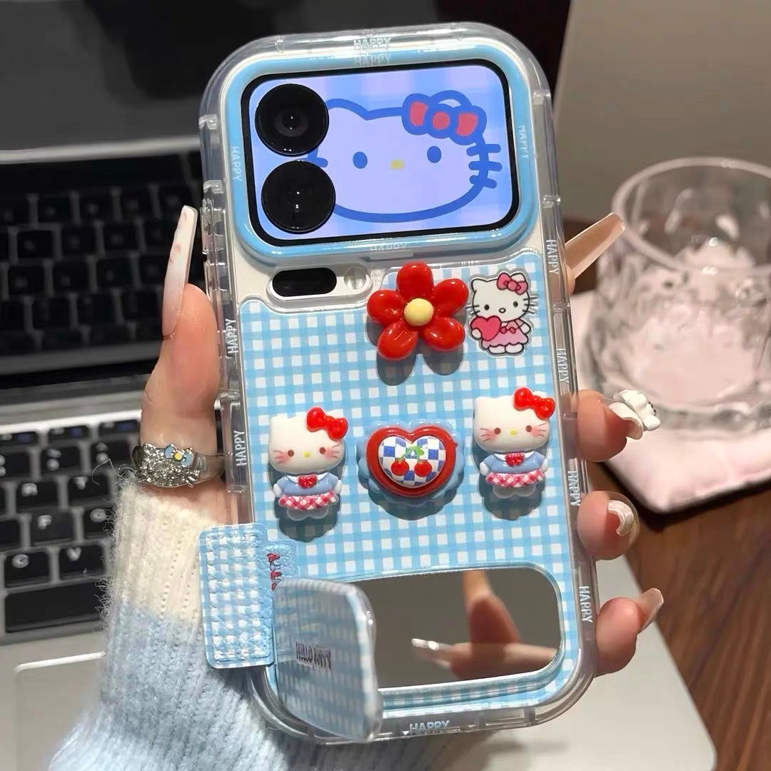 Cute Blue KT Mirror Stand Phone Case
