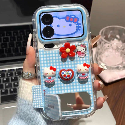 Cute Blue KT Mirror Stand Phone Case