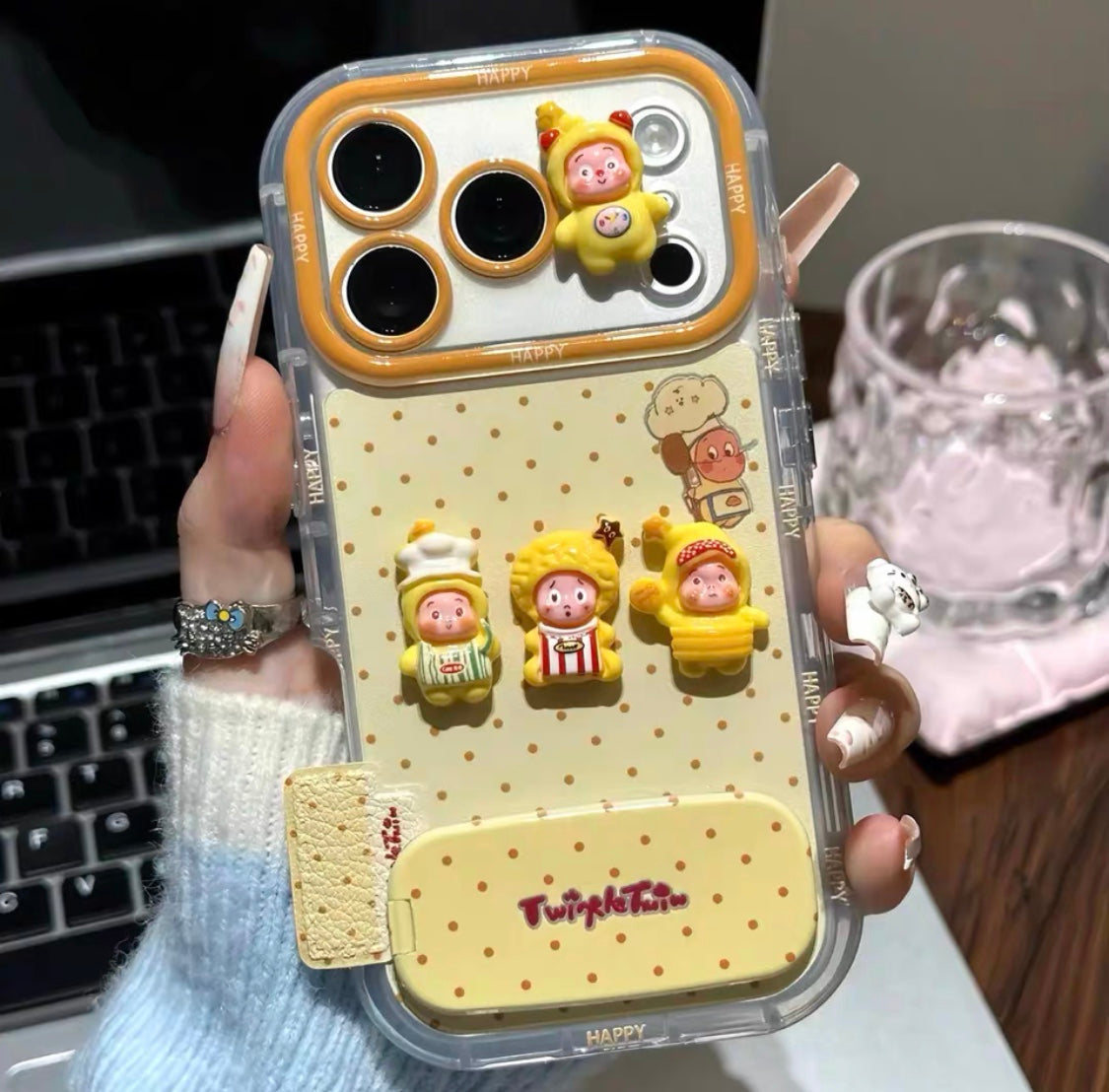 Cute Blue KT Mirror Stand Phone Case