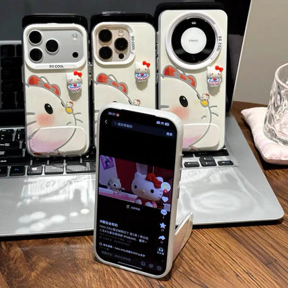 Cute Cat Figurine Phone Case with Stand