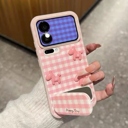 Pink Plaid Pony Stand Phone Case