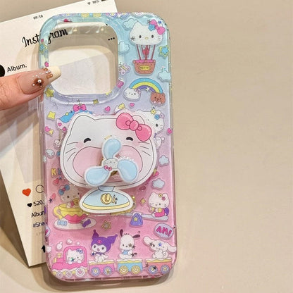 Cat-Themed Phone Case with Mini Fan Stand