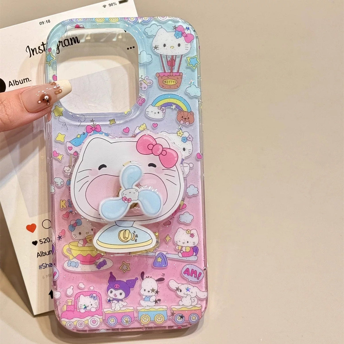 Cat-Themed Phone Case with Mini Fan Stand