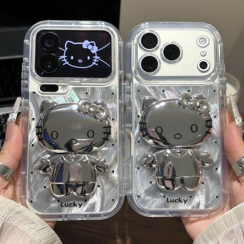 Polka-Dot Hello Kitty Phone Case with Mirror and Stand