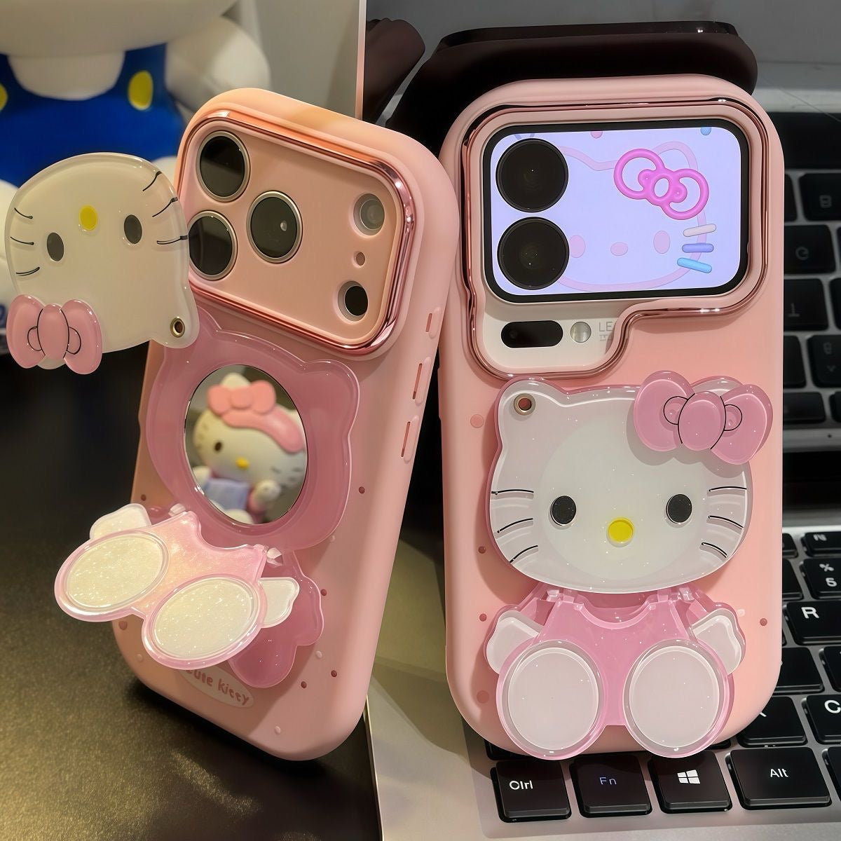 Android compatible Kitty Phone Case with Mirror and Stand