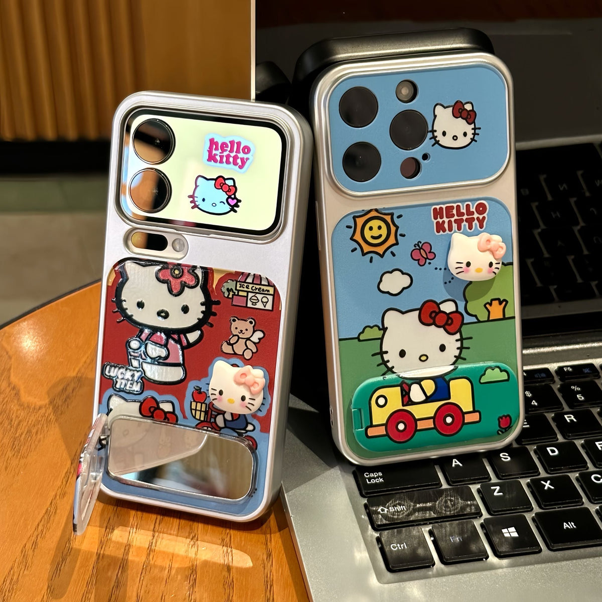 3D Kitty Mirror Stand Phone Case