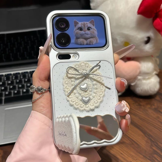 Heart & Bowknot Mirror Stand Phone Case