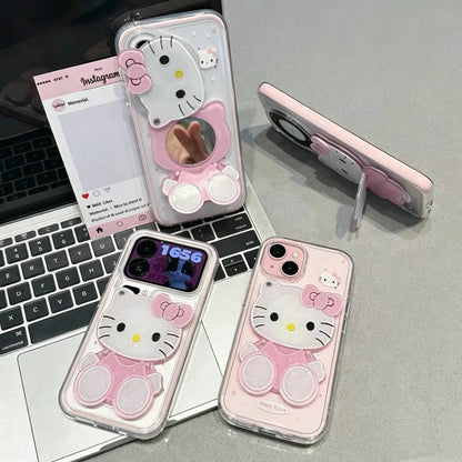 Kitty Phone Case with Mirror and Stand