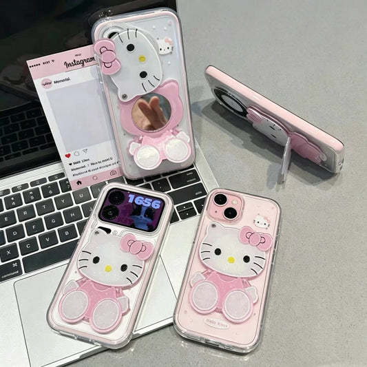 Kitty Phone Case with Mirror and Stand