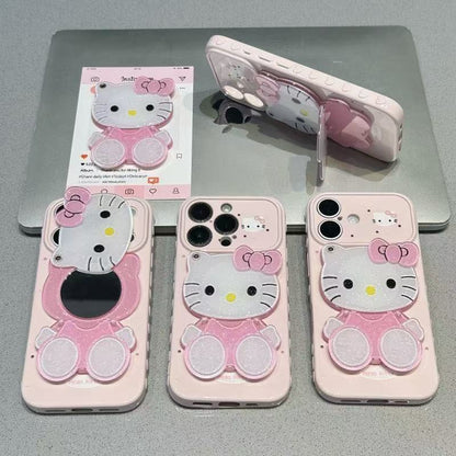 Pink Hello Kitty Phone Case with Mirror and Stand