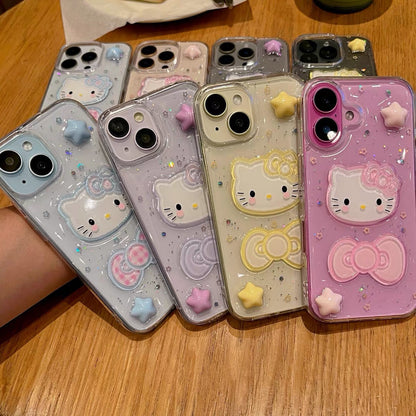 Stars and Hello Kitty Transparent Phone Case