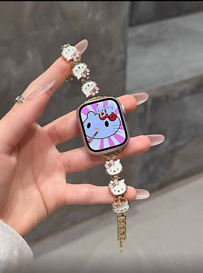 Apple Watch Series 11 Cute Hello Kitty Bracelet with Metal Strap, Apple Watch Series 9 SE