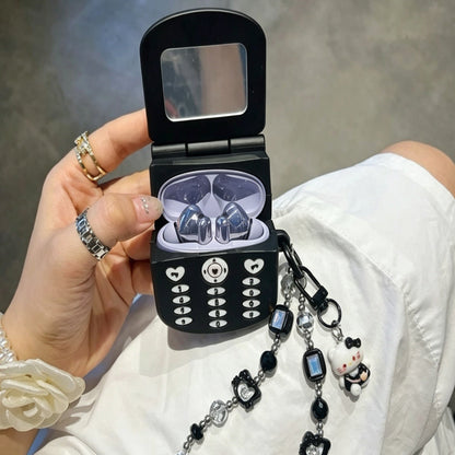 Dark phone makeup mirror earphone protective case
