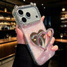 Rhinestone Heart Mirror Stand Phone Case