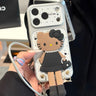 Black Leather Hello Kitty Lanyard Stand Phone Case
