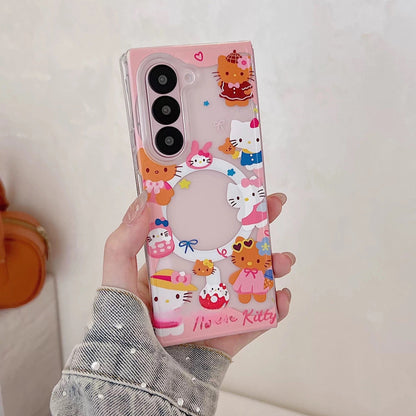 Compatible with Samsung Magnetic Foldable Hello Kitty Kickstand Phone Case