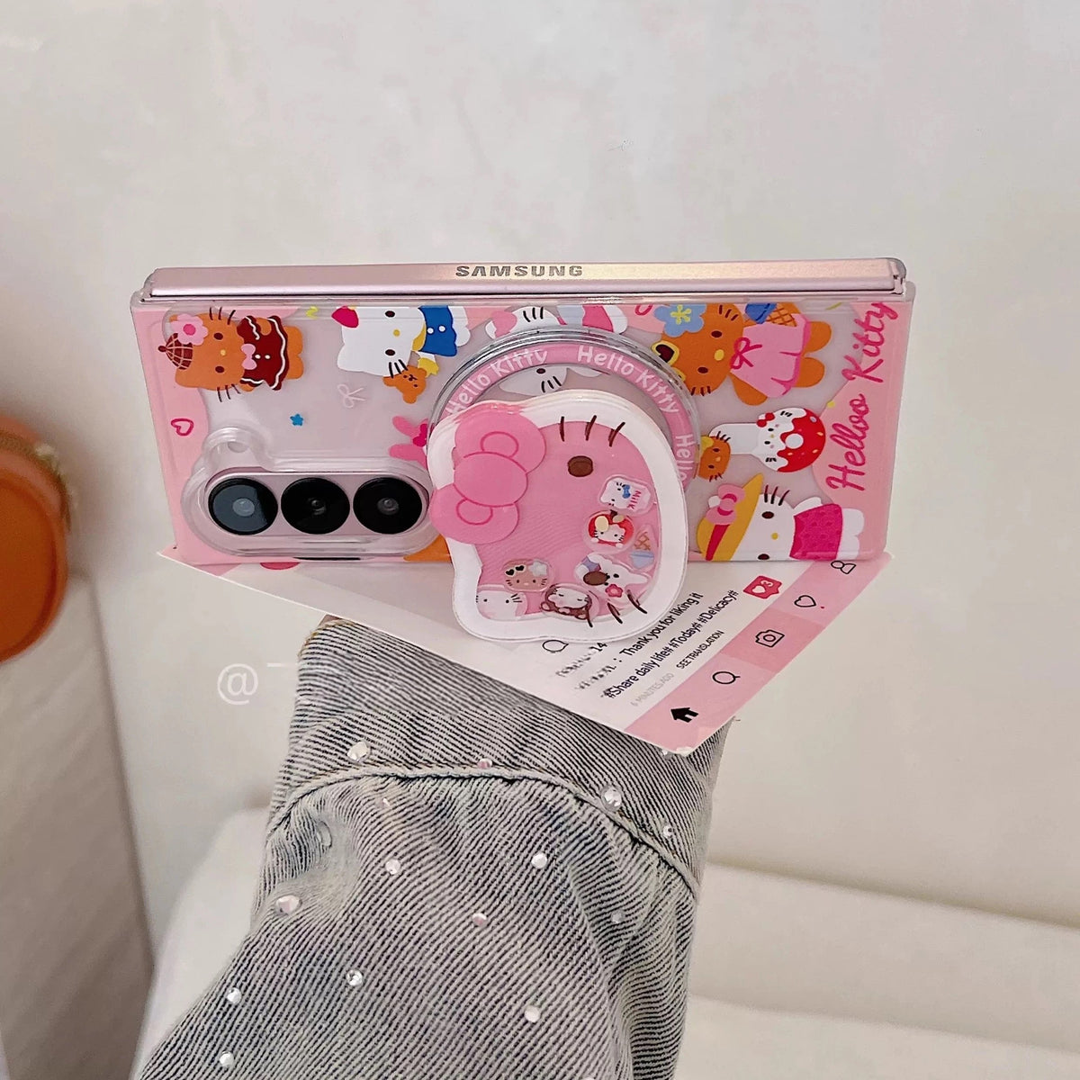 Compatible with Samsung Magnetic Foldable Hello Kitty Kickstand Phone Case