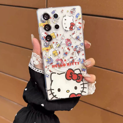 Compatible with Samsung  Kitty Phone Case with Magnetic Mount, Kickstand, and Wrist Strap