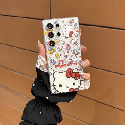 Compatible with Samsung  Kitty Phone Case with Magnetic Mount, Kickstand, and Wrist Strap