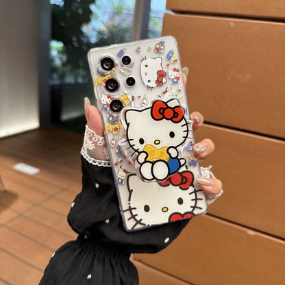 Compatible with Samsung  Kitty Phone Case with Magnetic Mount, Kickstand, and Wrist Strap