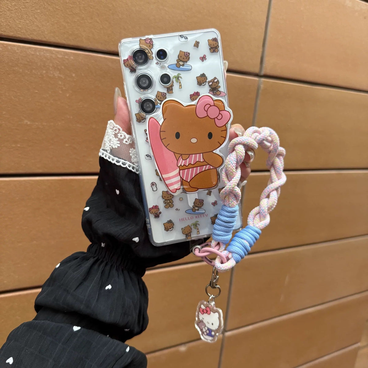 Compatible with Samsung  Kitty Phone Case with Magnetic Mount, Kickstand, and Wrist Strap