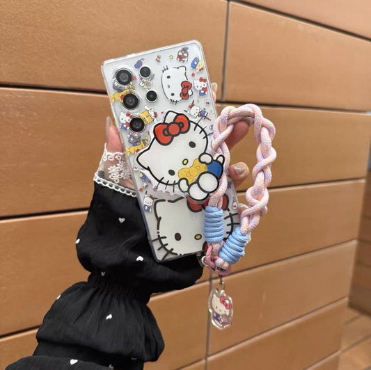 Compatible with Samsung  Kitty Phone Case with Magnetic Mount, Kickstand, and Wrist Strap