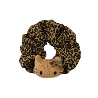 Leopard-print Hello Kitty scrunchie hair accessory