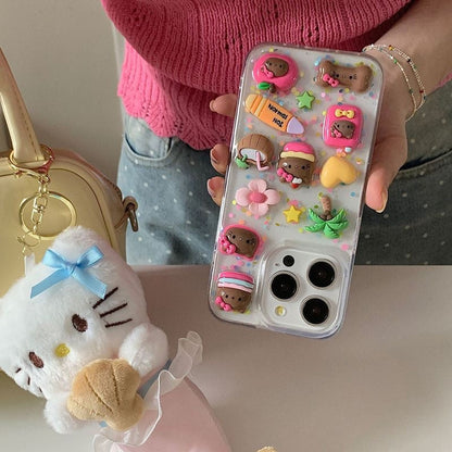 Compatible with Samsung Black Leather Kitty Phone Case