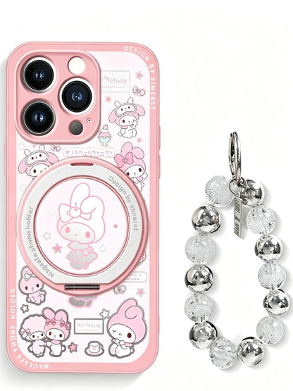 My Melody 360° Magnetic Stand & Pearl Bracelet Phone Case