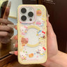 Phone case with yellow trim, kitten design, and built-in magnetic stand for daily use.
