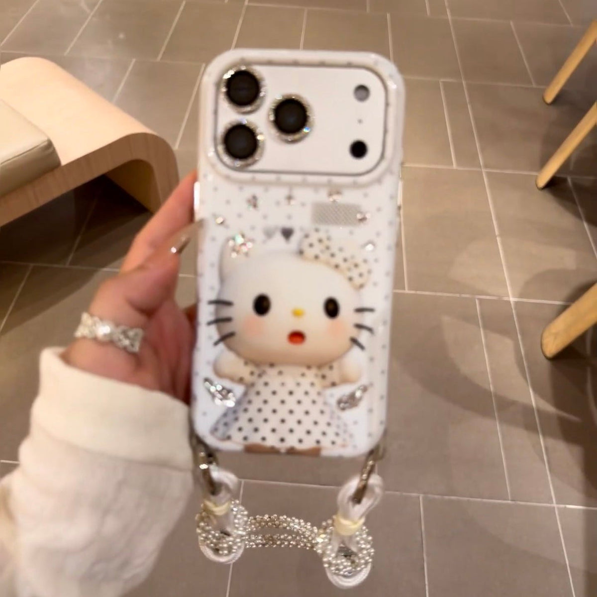 Korean style polka dot dress, Hello Kitty phone case