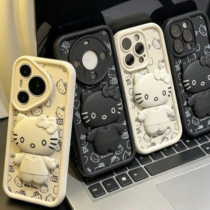 Line-art Hello Kitty foldable mirror stand phone case