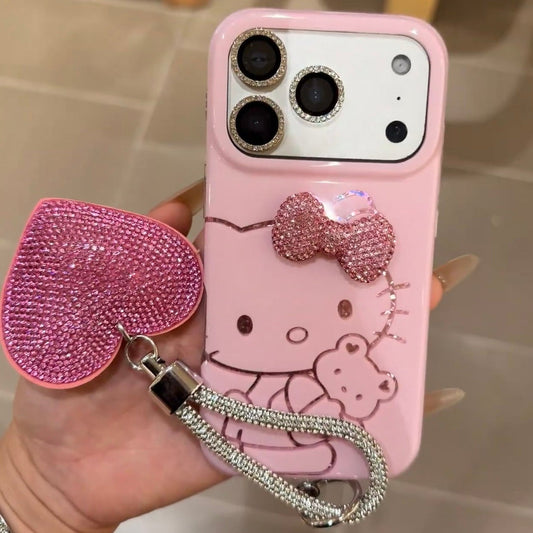 Pink Hello Kitty Bow Lanyard Phone Case