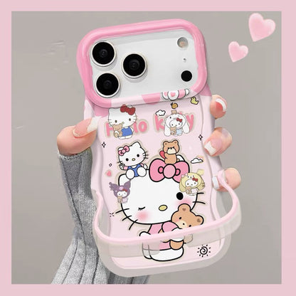 Pink HelloKitty invisible double stand phone case