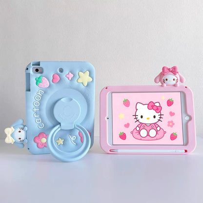 Cinnamoroll & Hello Kitty 360-Degree Rotating iPad Case with Pencil Slot