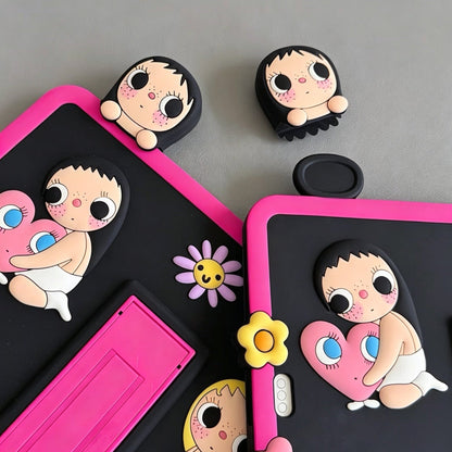 "Lying-Down Girl" 360-Degree Rotating Stand Case for Apple iPad