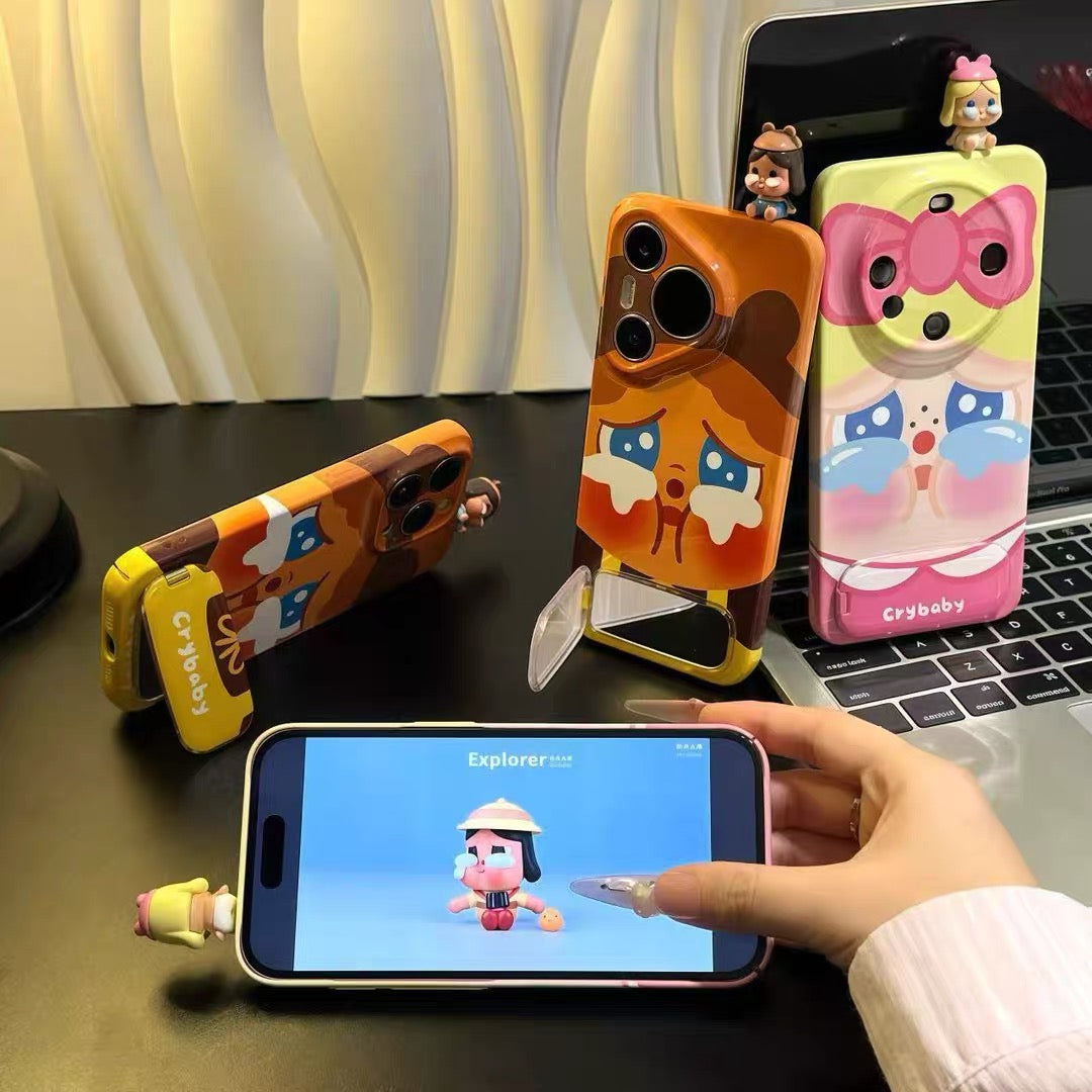 Cute "Crying Baby" Phone Case with Mirror Stand