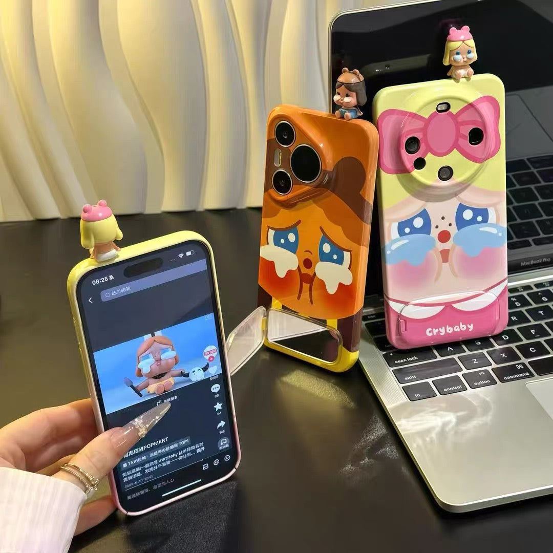 Android compatible "Crying Doll" Phone Case with Mirror and Stand