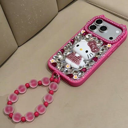 Cute rhinestone-studded Hello Kitty phone case (Instagram style)