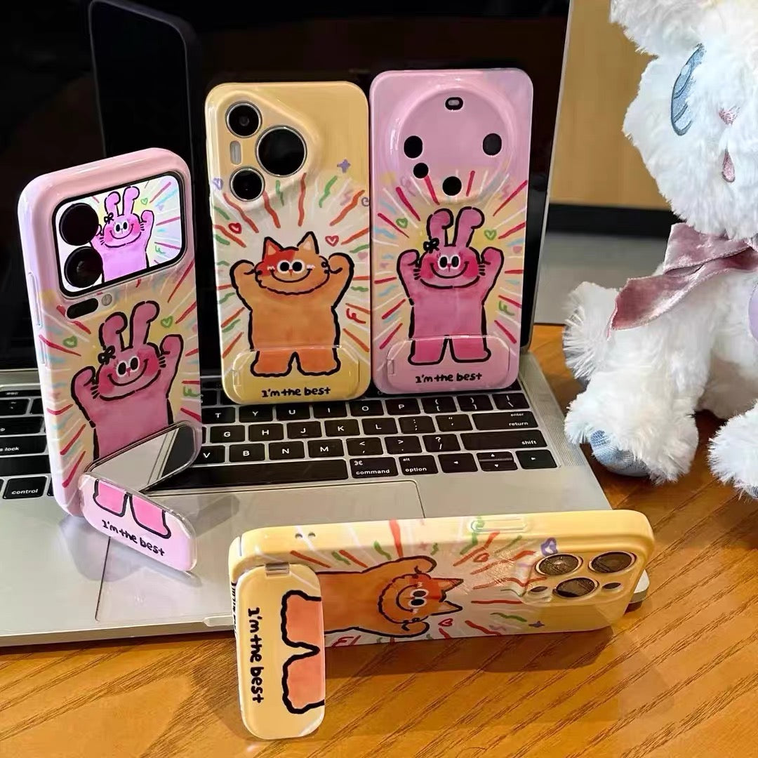 Android compatible"Energy Cat" Mirror Stand Phone Case