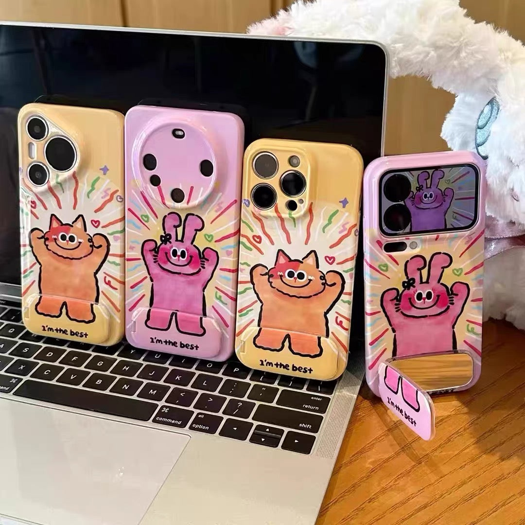 Android compatible"Energy Cat" Mirror Stand Phone Case